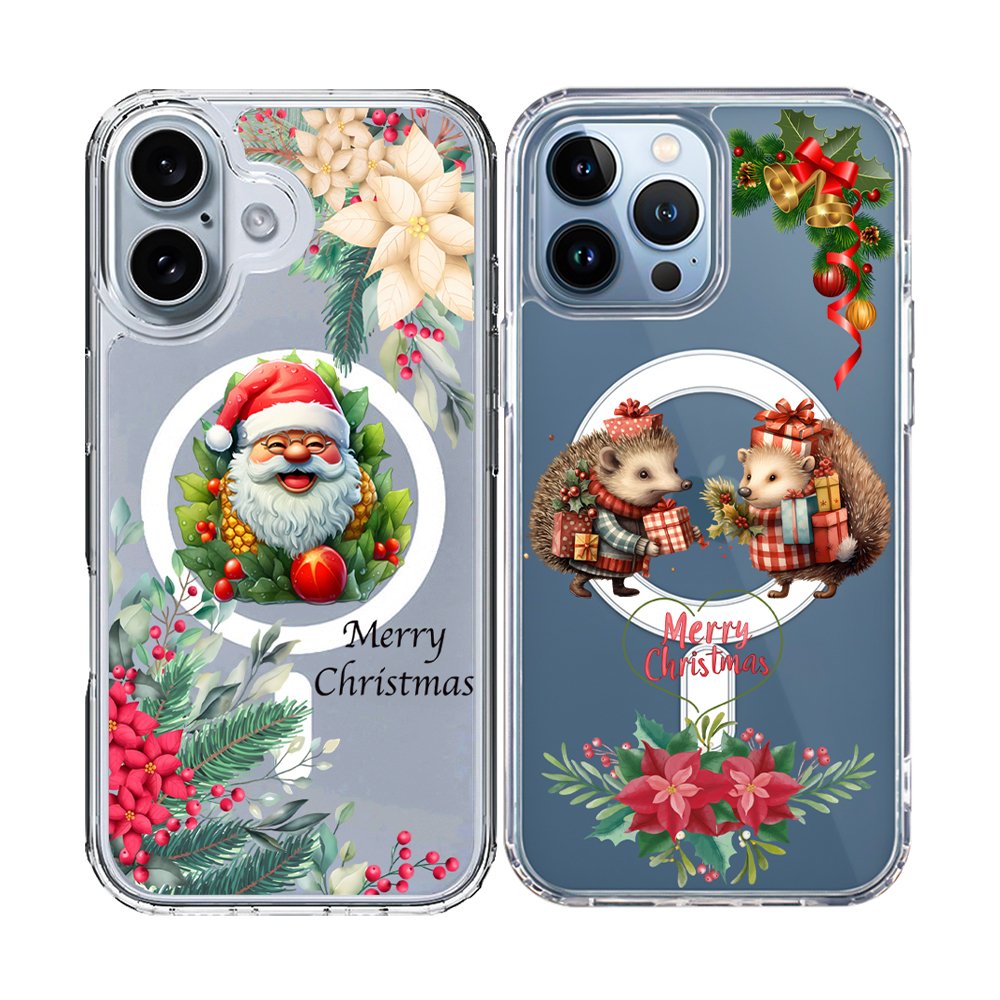 Transparent Magnetic Merry Christmas Uv Print Phone Case For iPhone 16