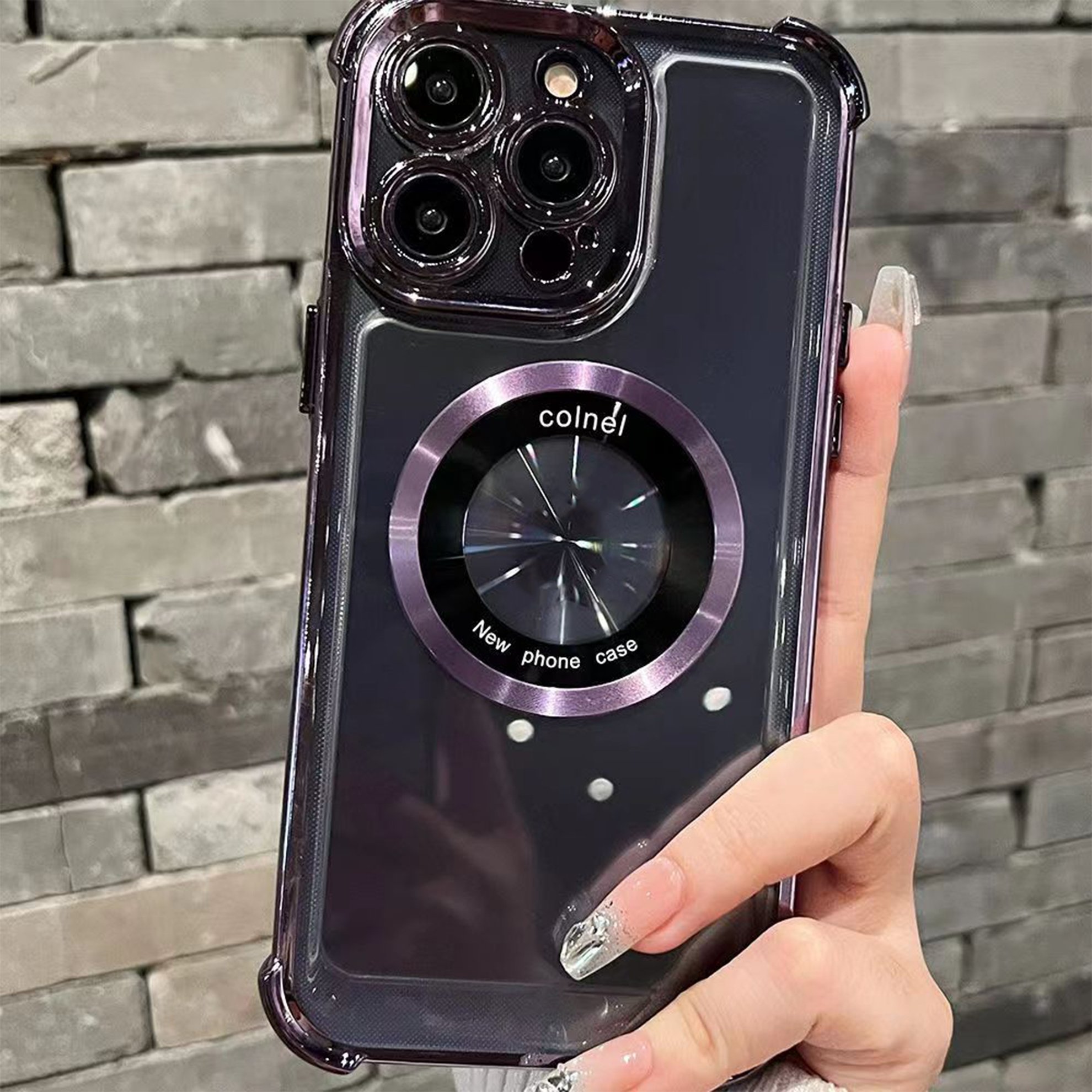 Magetic Electroplate Four-Corner Airbag Shockproof Phone Case for iPhone 16 15 14 13 Pro Max Wireless Charging PC Material case