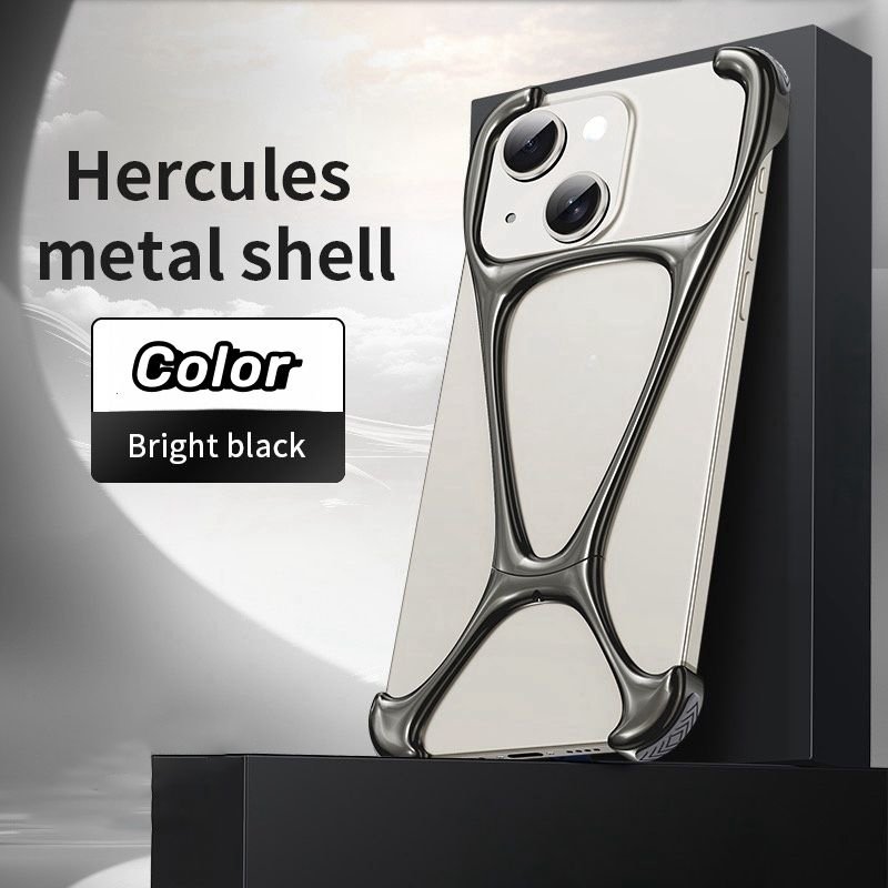 High Quality Anti-fall Alloy Metal Rimless Armor Mobile Phone Cases For iPhone 16 15 Pro Max Hollow Bare Cases