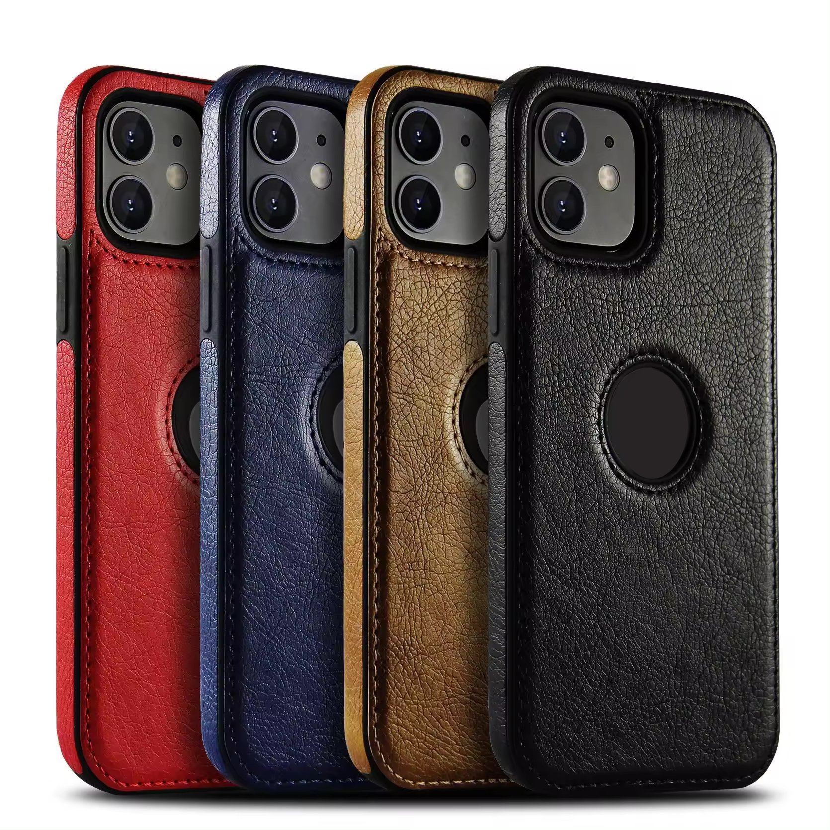 Leather Back Cover for iPhone 14 Pro Max 15 Man Luxury Black Brown PU Thin Slim Phone Cover for iPhone 16 PU Leather Back Cover