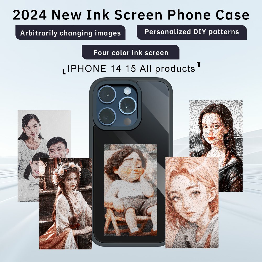 Factory Diy nfc 4 color picture smart function e lnk screen display photo in mobile Phone Case for Iphone 15 Pro Max 13 14 Plus