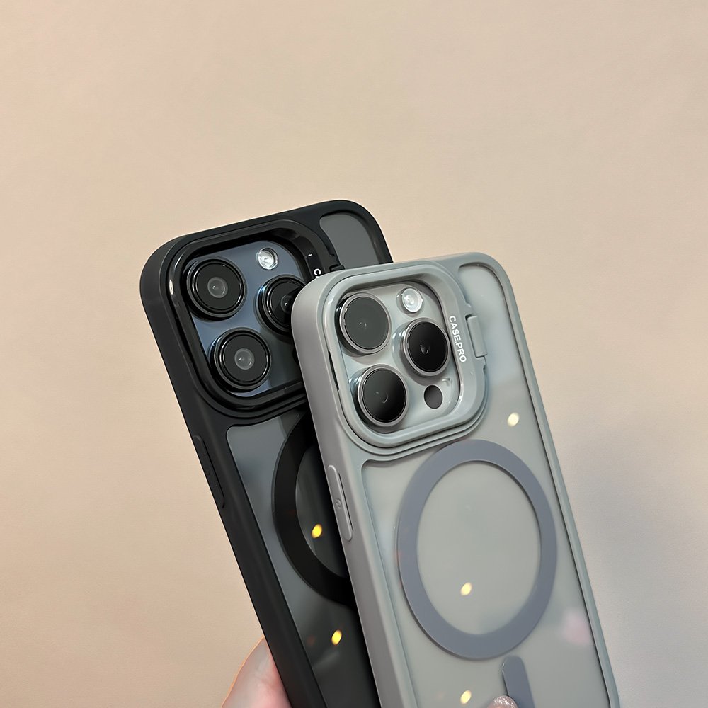 Luxury Metal Lens Holder Clear Acrylic Phone Case For iPhone 15 14 13 12 11 16 Pro Max Magnetic Protection Mobile Cover Funda