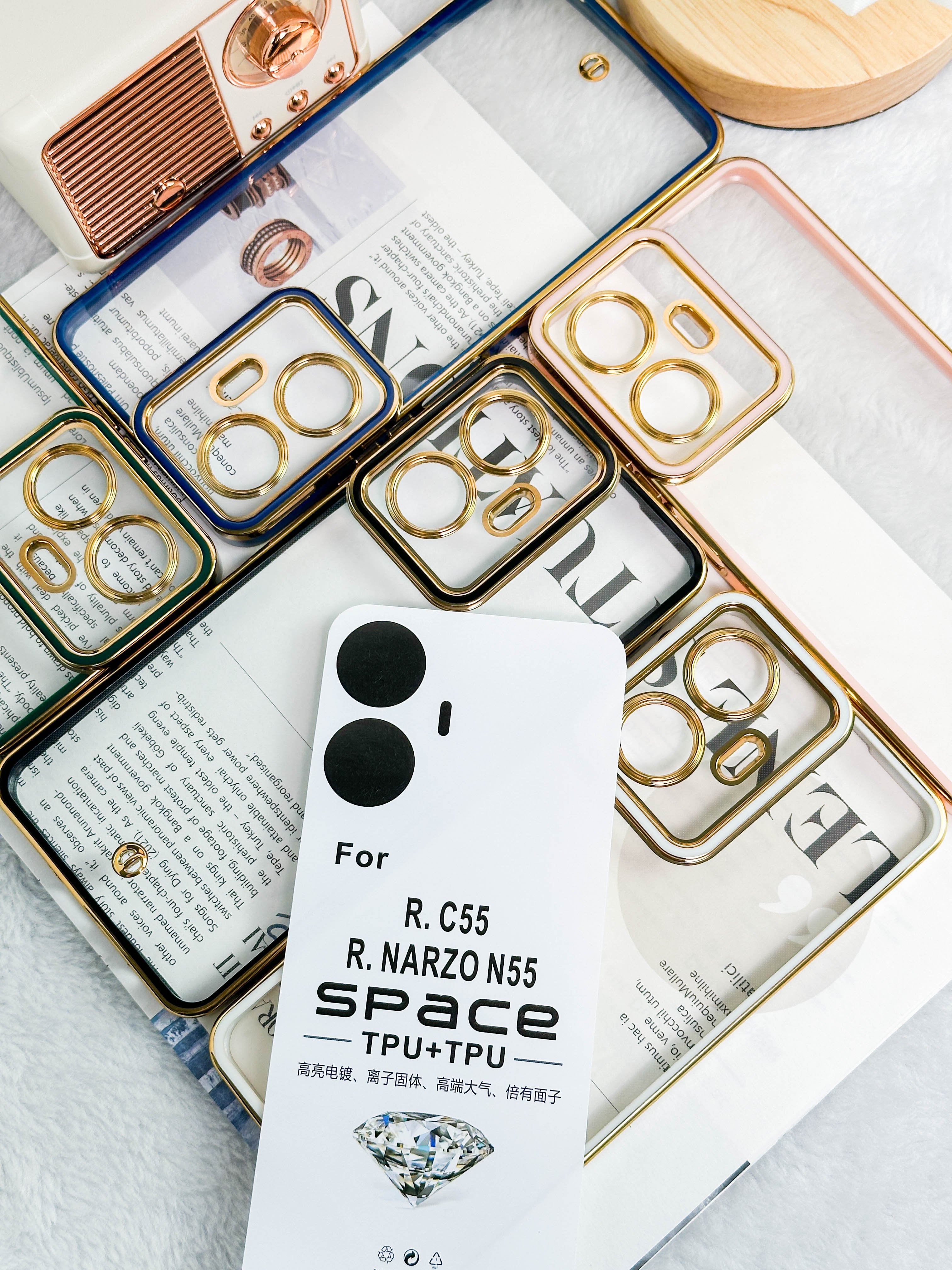 2024 High quality TPU back Clear phone case Electroplating Fashion mobile cover For redmi C55