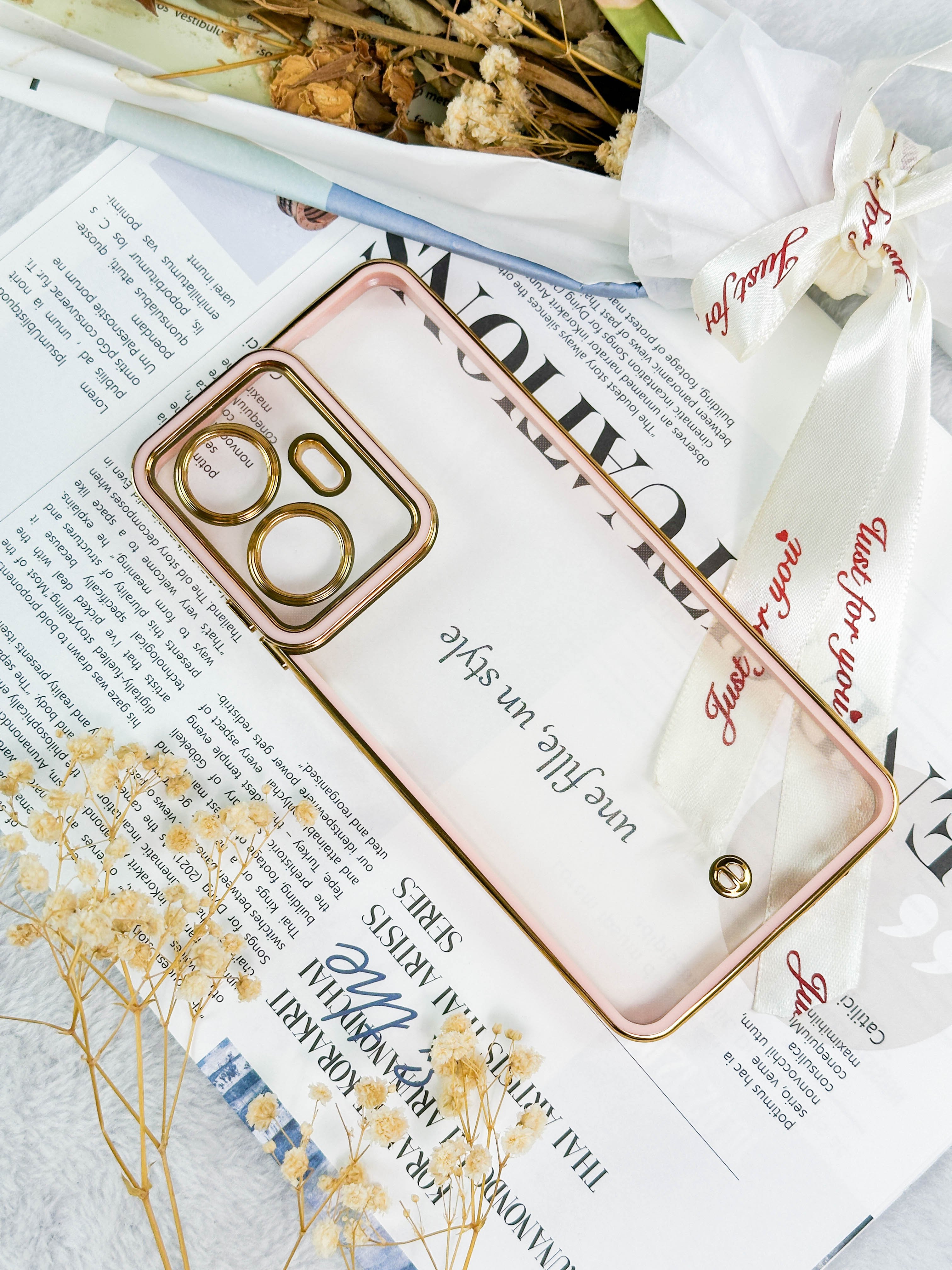 2024 High quality TPU back Clear phone case Electroplating Fashion mobile cover For redmi C55