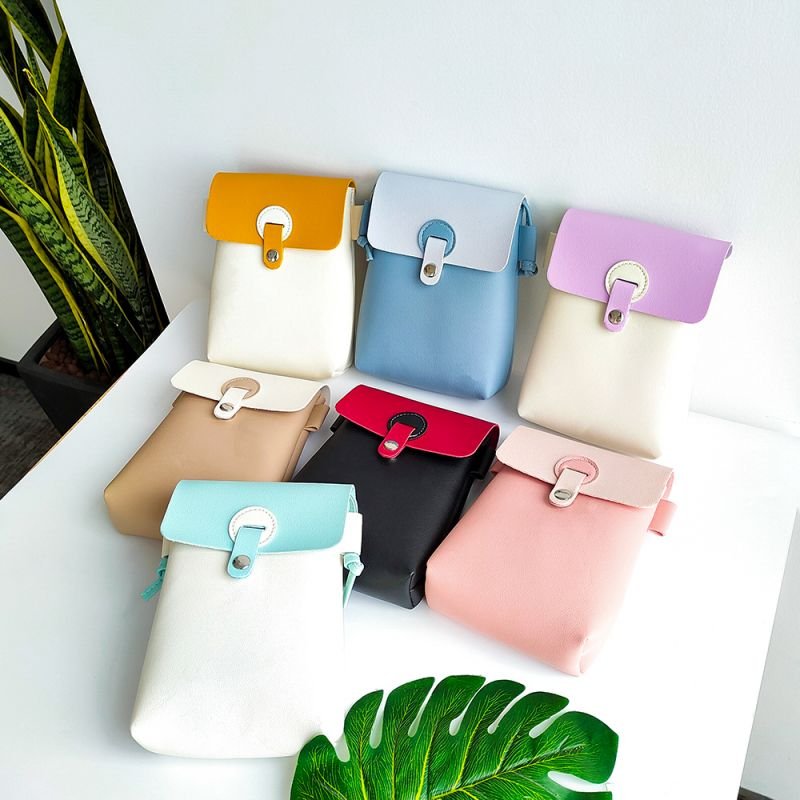 Hotsale New Style Fashion PU Leather Cell Phone Shoulder Pocket Wallet Pouch Mobile Phone Bag Case with Neck Strap Phone Bag