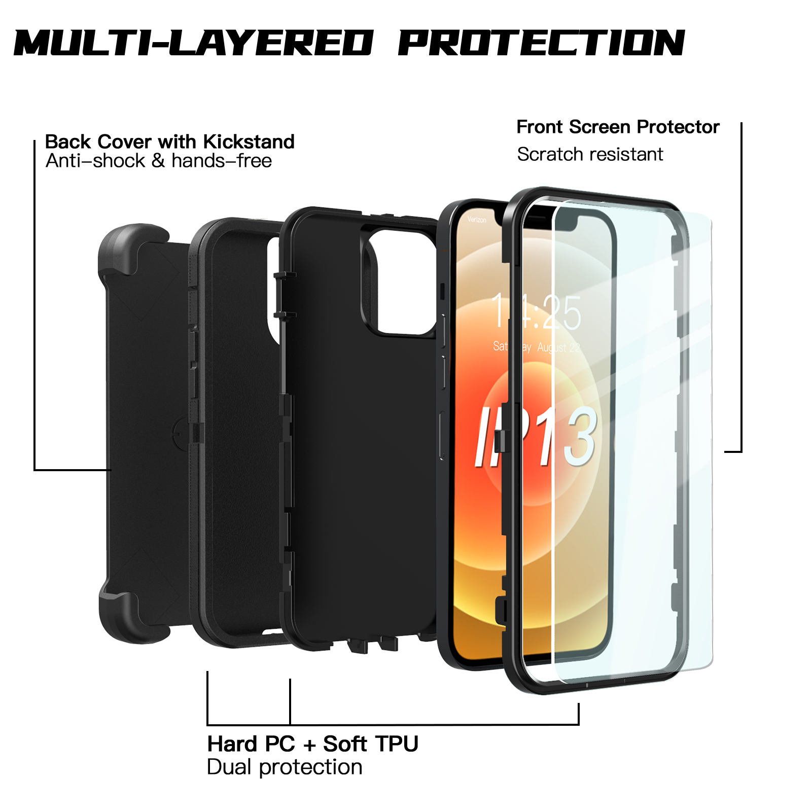 Defender Case Shockproof Thicken Cover For iPhone 1615 14 Plus 13 12 11 Pro Max With Shelf And Packaging Back Covers