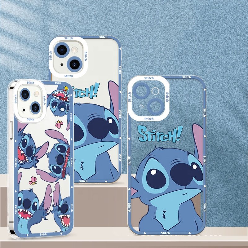 New Style Angel Eyes Stitch Cartoon Transparent TPU Print Mobile Phone Case For iPhone 14 plus 13 15 Pro max 12 11 XR Back Cover
