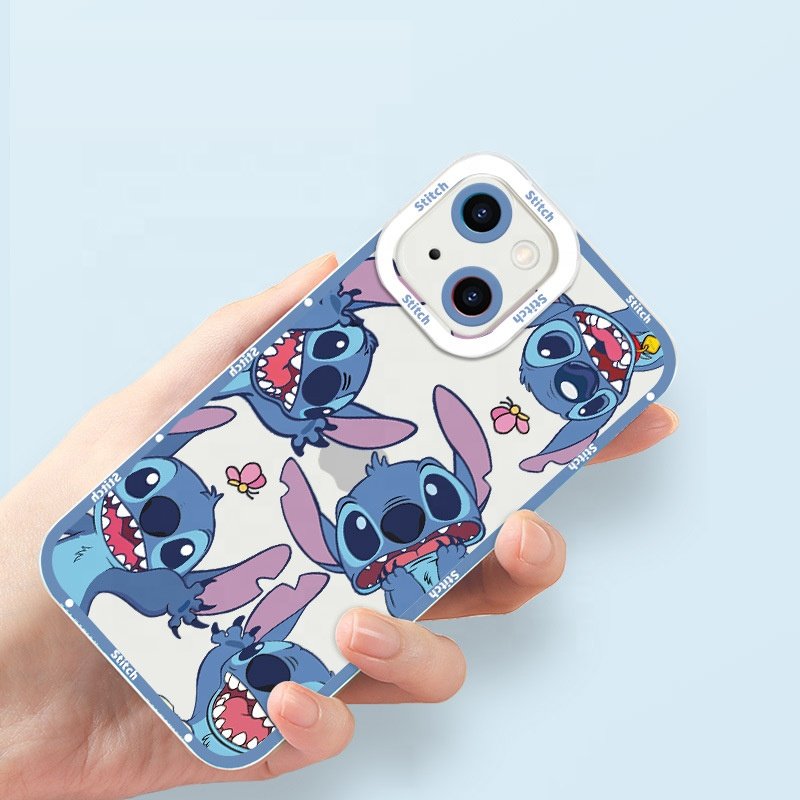 New Style Angel Eyes Stitch Cartoon Transparent TPU Print Mobile Phone Case For iPhone 14 plus 13 15 Pro max 12 11 XR Back Cover