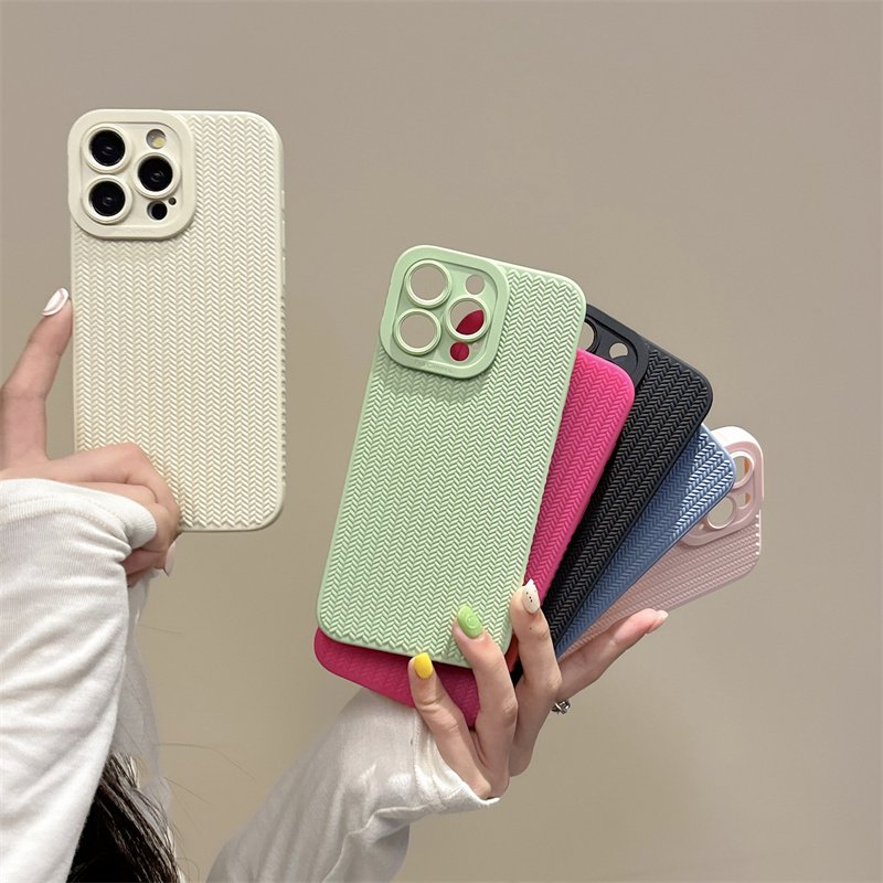 Candy Color Woven Pattern TPU Soft Cover Mobile Phone Case For iPhone 15 14 13 12 11 Pro Max Xs Xr Xs Max 7 8 Plus