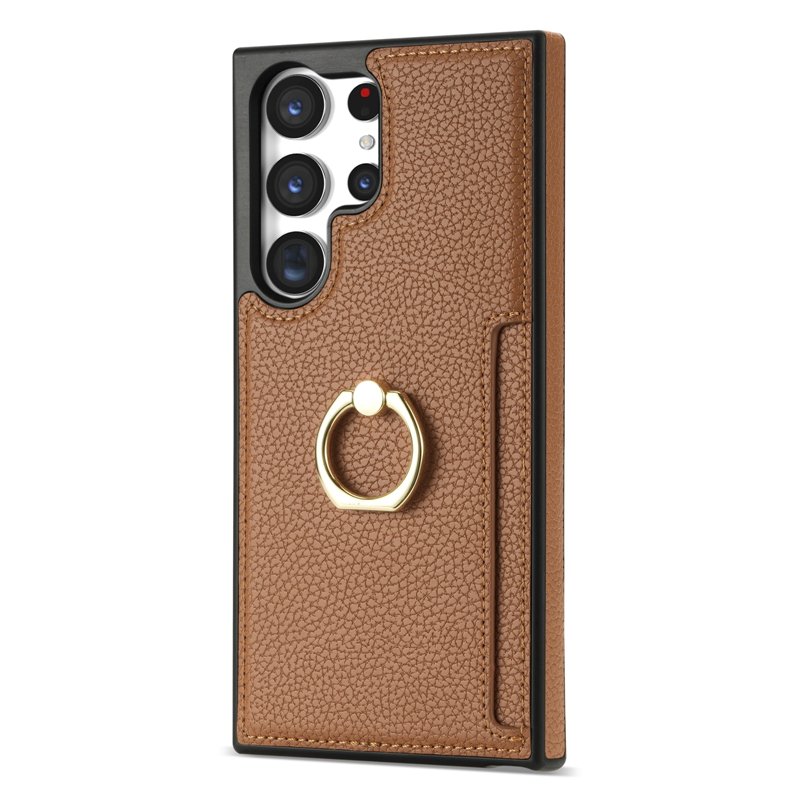 Lychee skin ring stand case with card slots for Samsung Galaxy S22/S23 Plus/S24 Ultrra