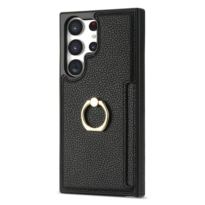 Lychee skin ring stand case with card slots for Samsung Galaxy S22/S23 Plus/S24 Ultrra