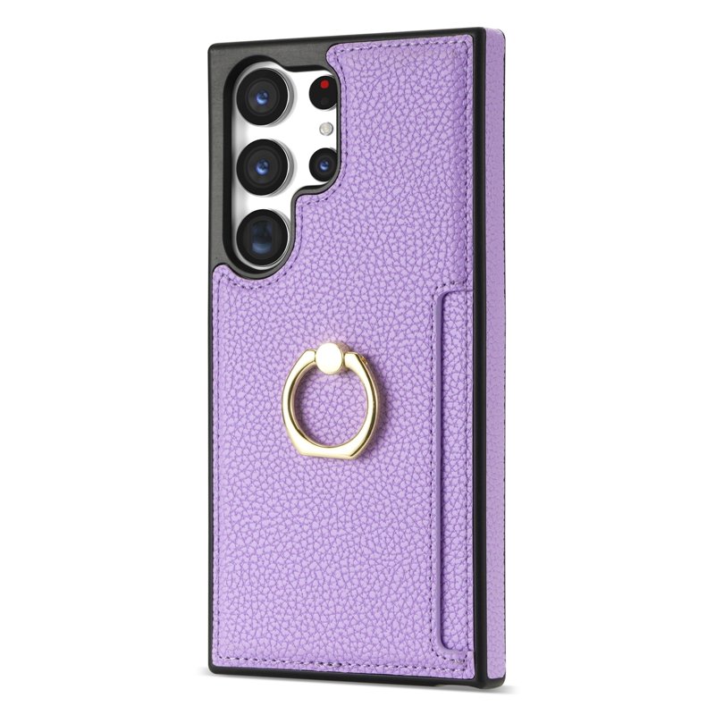 Lychee skin ring stand case with card slots for Samsung Galaxy S22/S23 Plus/S24 Ultrra