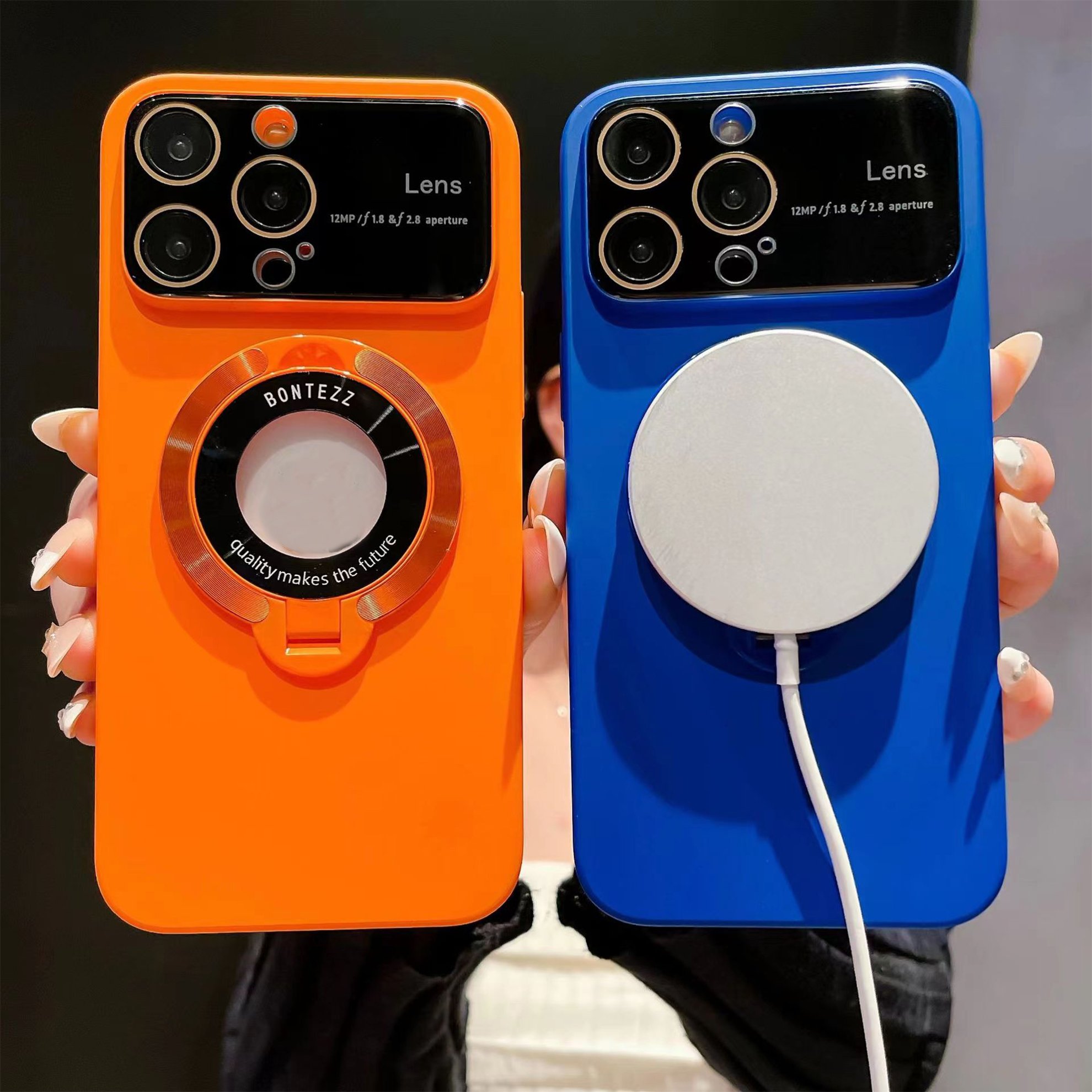 New Matte PC Phone Case full protective For iPhone Case 11 12 13 14 15 16 pro max with back holder bracket phone case