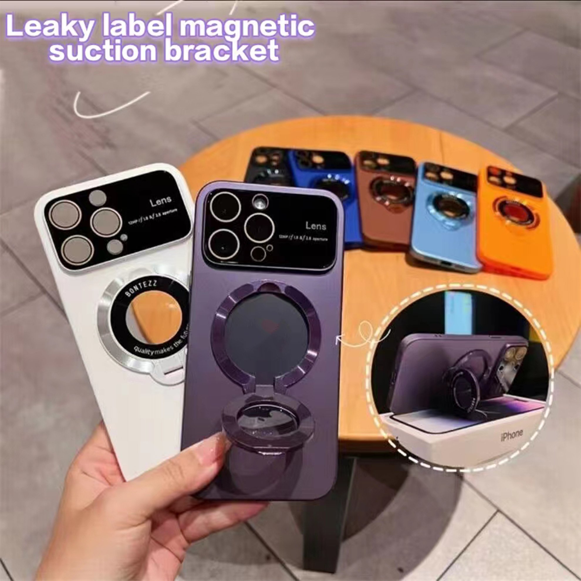 New Matte PC Phone Case full protective For iPhone Case 11 12 13 14 15 16 pro max with back holder bracket phone case