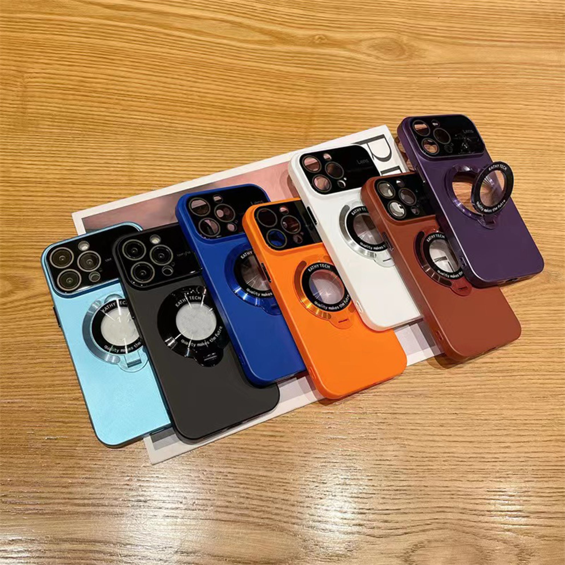New Matte PC Phone Case full protective For iPhone Case 11 12 13 14 15 16 pro max with back holder bracket phone case