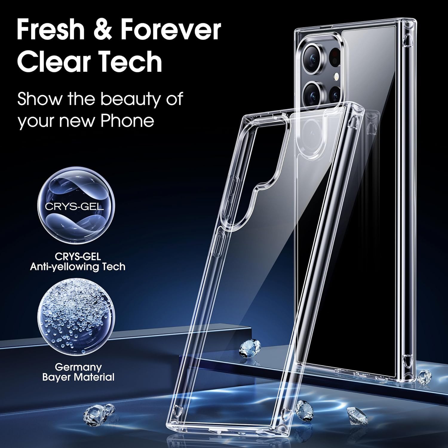 For Samsung Galaxy S24 Ultra Shockproof Phone Case Transparent Clear TPU+PC Mobile Phone Case