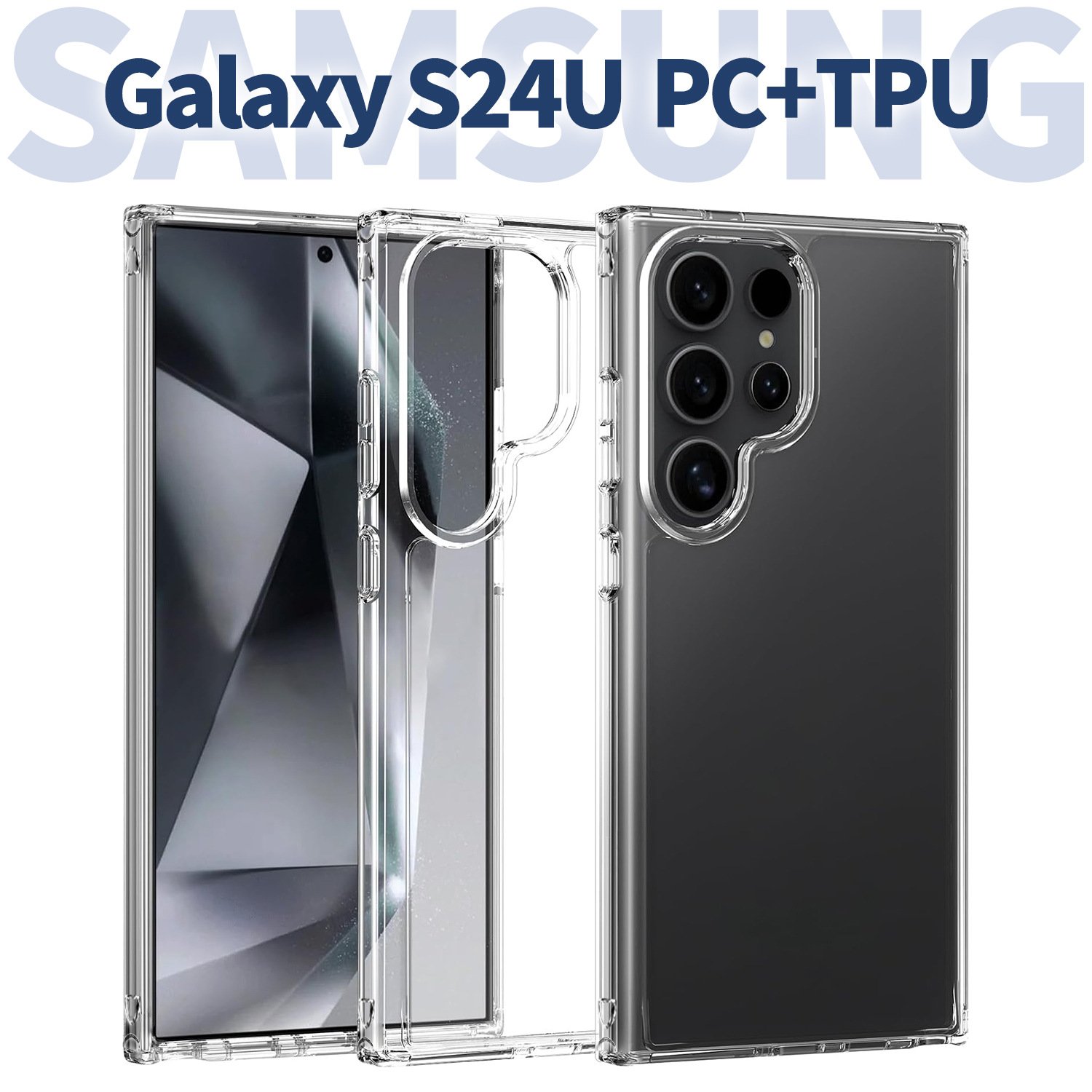 For Samsung Galaxy S24 Ultra Shockproof Phone Case Transparent Clear TPU+PC Mobile Phone Case