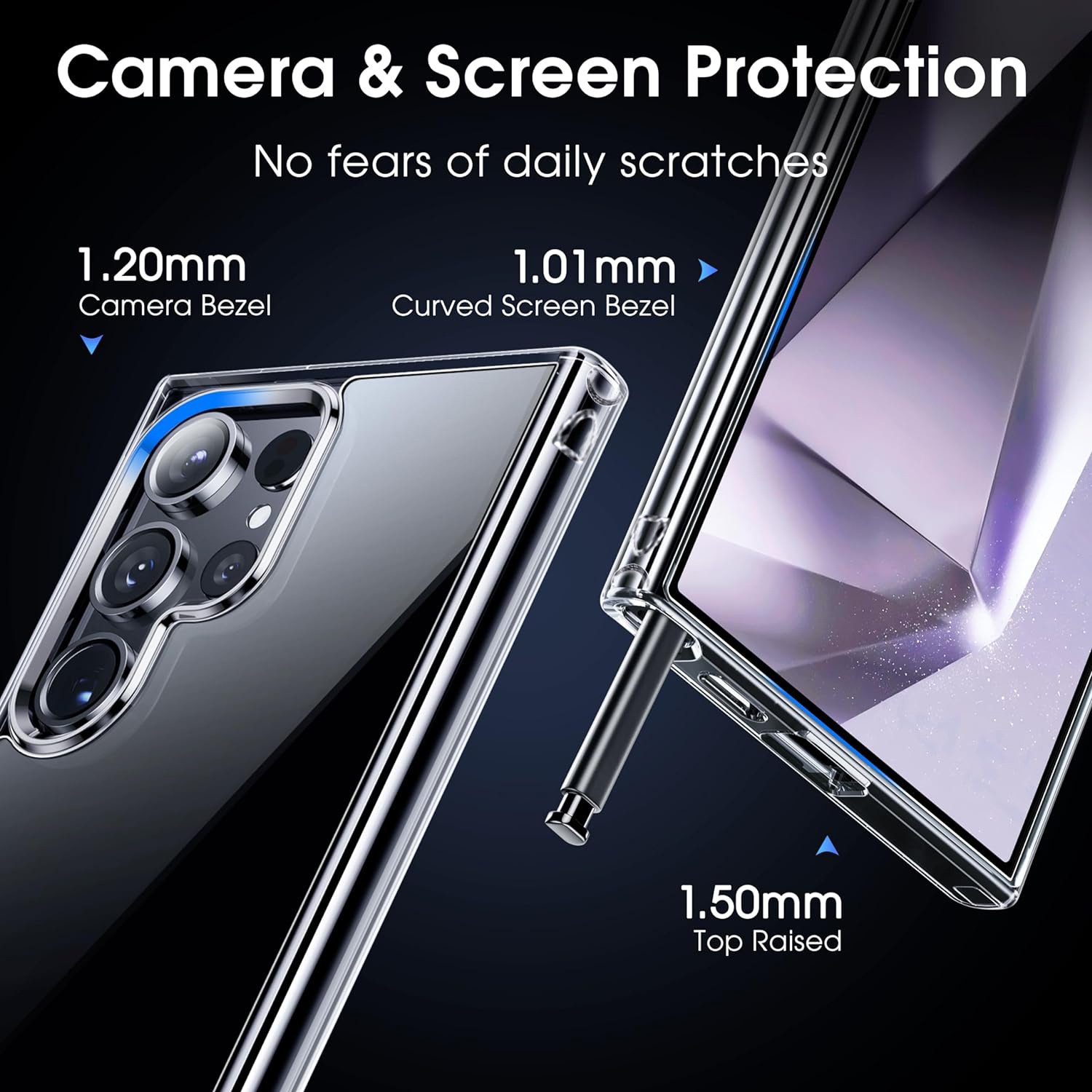For Samsung Galaxy S24 Ultra Shockproof Phone Case Transparent Clear TPU+PC Mobile Phone Case