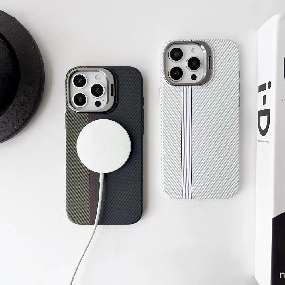 For iPhone 16 Case Carbon Fiber Cover With Holder For iPhone 16 Pro Max Case Wholesale For iPhone 11~16 Phone Case