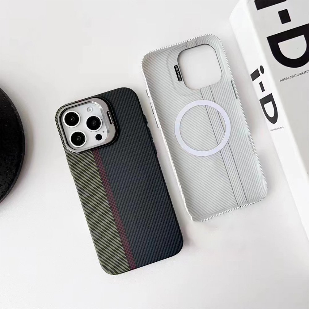 For iPhone 16 Case Carbon Fiber Cover With Holder For iPhone 16 Pro Max Case Wholesale For iPhone 11~16 Phone Case