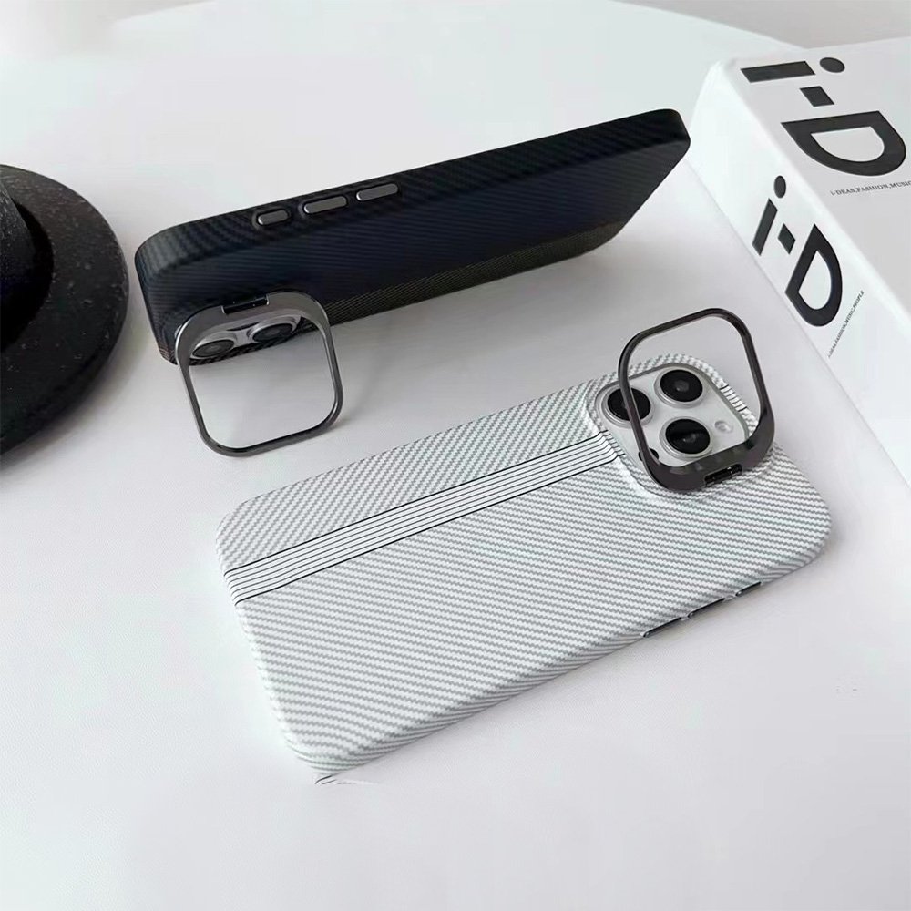 For iPhone 16 Case Carbon Fiber Cover With Holder For iPhone 16 Pro Max Case Wholesale For iPhone 11~16 Phone Case