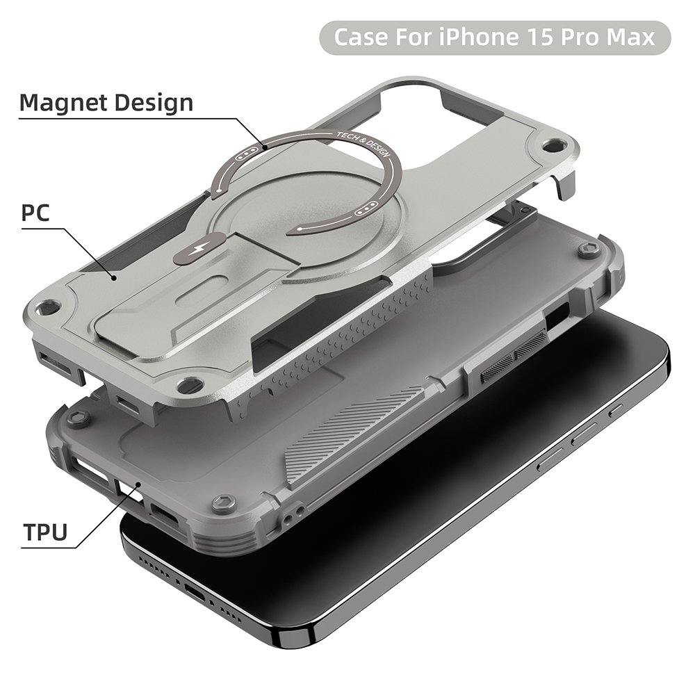 2 in 1 Shockproof Protect Stand Mobile Phone Case Holder Magnetic Cellphone Cover iPhone 15 14 Plus