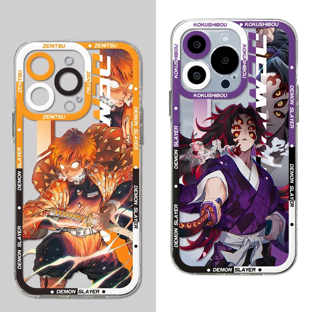 Hot Japan Anime Demons Slayers Phone Case For IPhone 15 14 13 12 Mini 11 Pro Max X XR XS 6 7 8 SE Plus Soft Transparent Cover