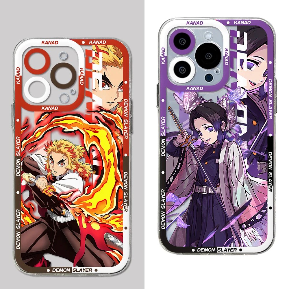 Hot Japan Anime Demons Slayers Phone Case For IPhone 15 14 13 12 Mini 11 Pro Max X XR XS 6 7 8 SE Plus Soft Transparent Cover