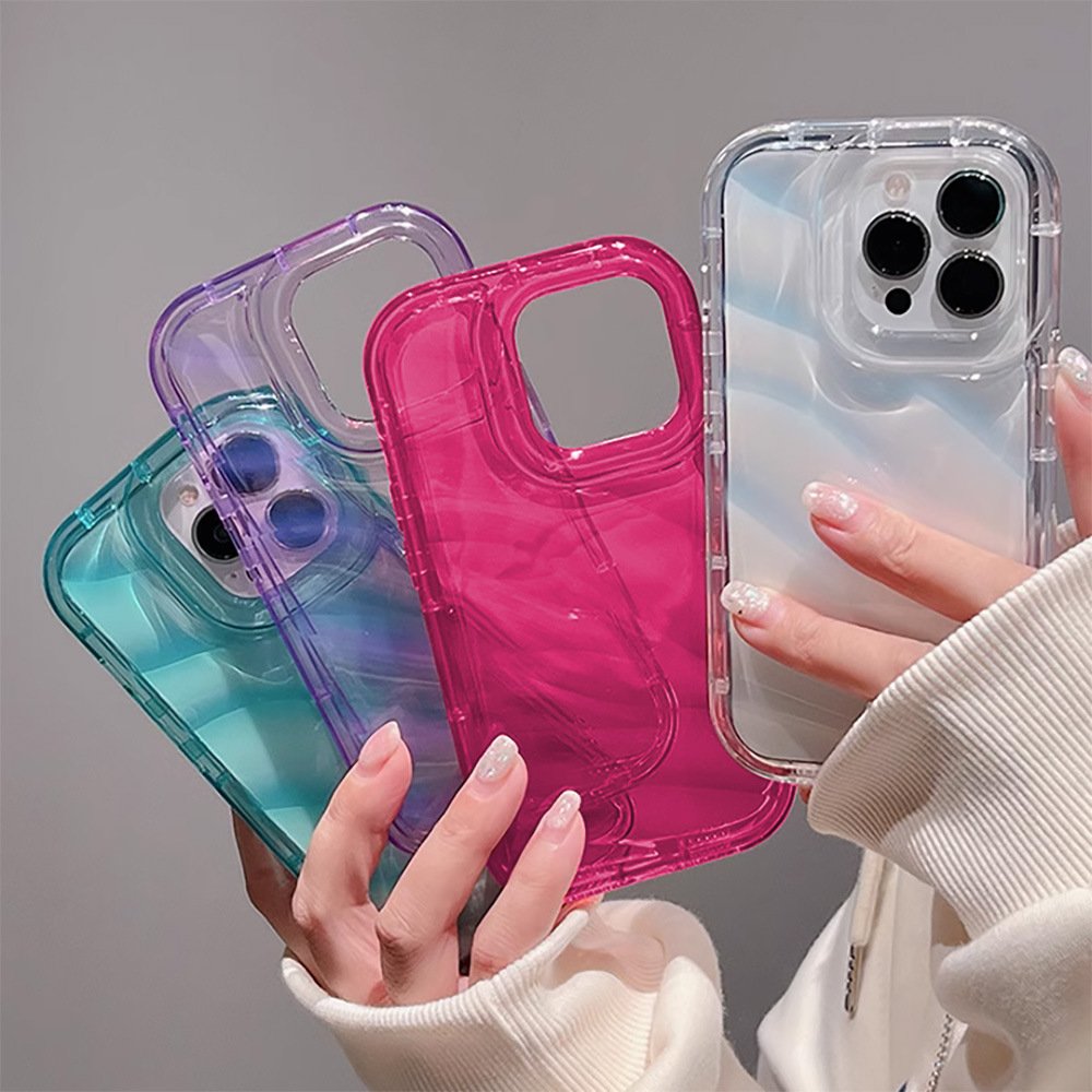 Ripple Phone Case Silicone for iPhone 16 Case Creative Wave Protective Cover Clear Wavy Phone Cases for iPhone 11 12 13 14 15 16