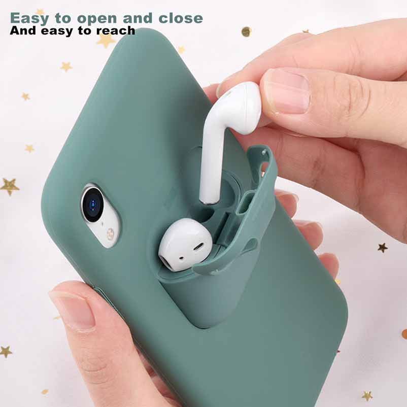 2 In 1 Waterproof Shockproof Cellphone Cover Silicone Mobile Phone Case for Airpods for Iphone 16 15 14 13 12 11 pro max