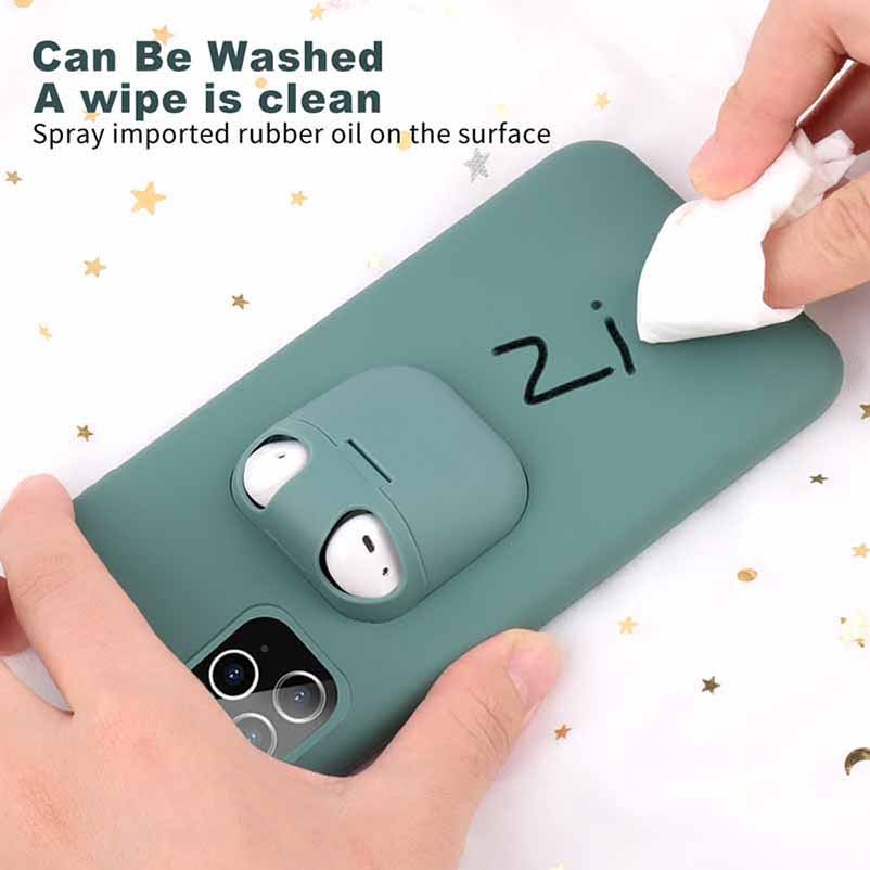 2 In 1 Waterproof Shockproof Cellphone Cover Silicone Mobile Phone Case for Airpods for Iphone 16 15 14 13 12 11 pro max
