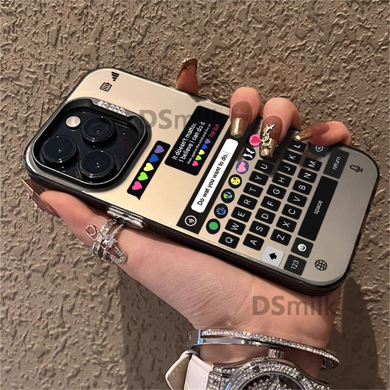 Keyboard Phone Case for iPhone 15 14 13 Pro 12 11 Pro Xs X XR Max 8 7 SE Aurora Hard TPU Cases Back Cover