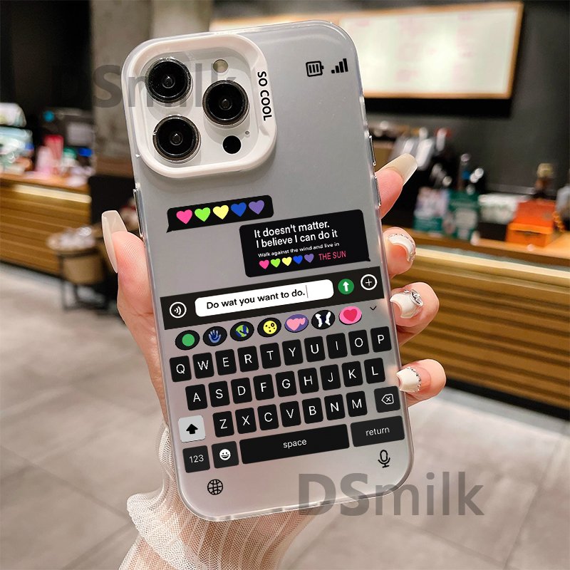 Keyboard Phone Case for iPhone 15 14 13 Pro 12 11 Pro Xs X XR Max 8 7 SE Aurora Hard TPU Cases Back Cover