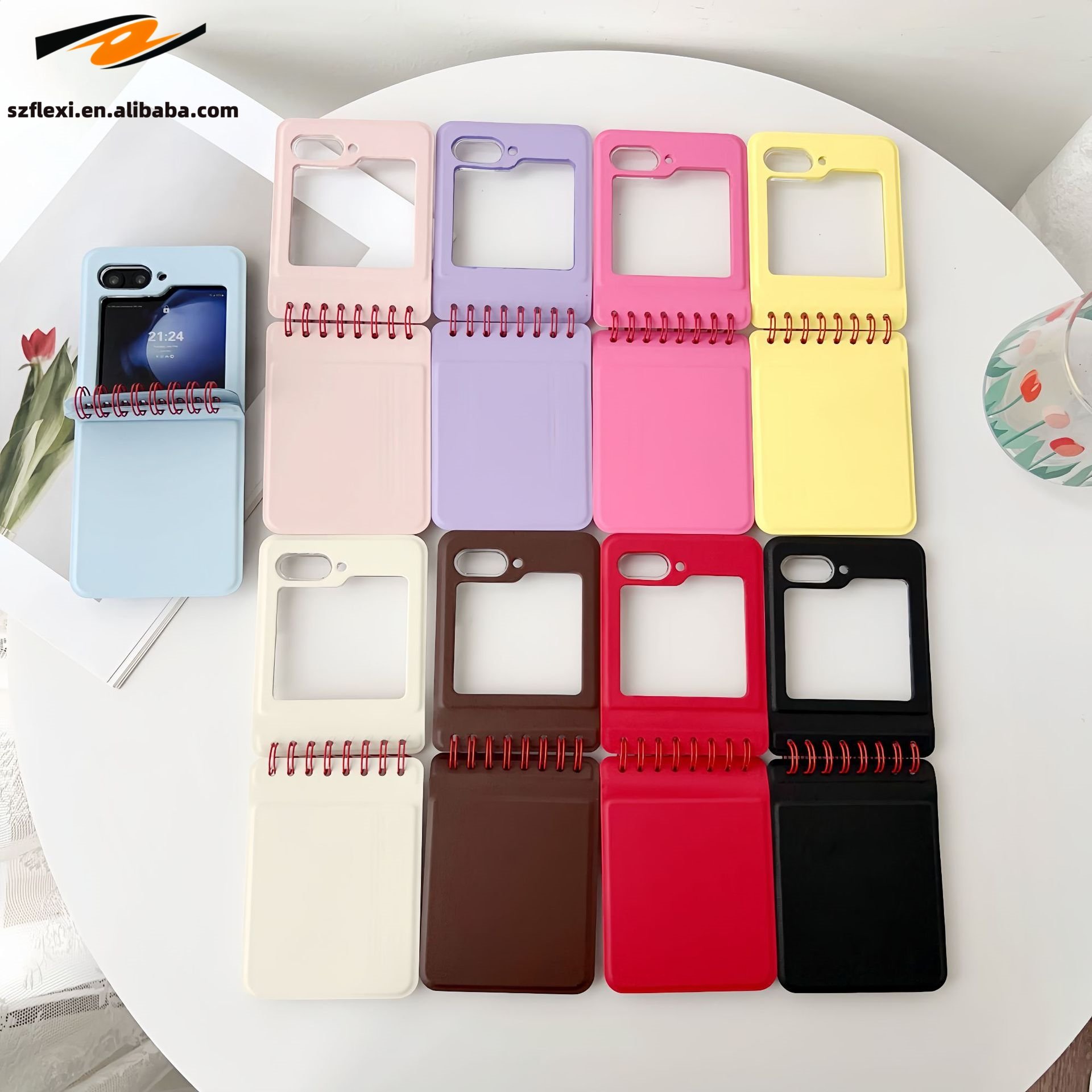 PC Flip Calendar Spiral Notebook Style Case For Samsung Galaxy Z Flip 6 5 4 3 Hinge Protective Cover