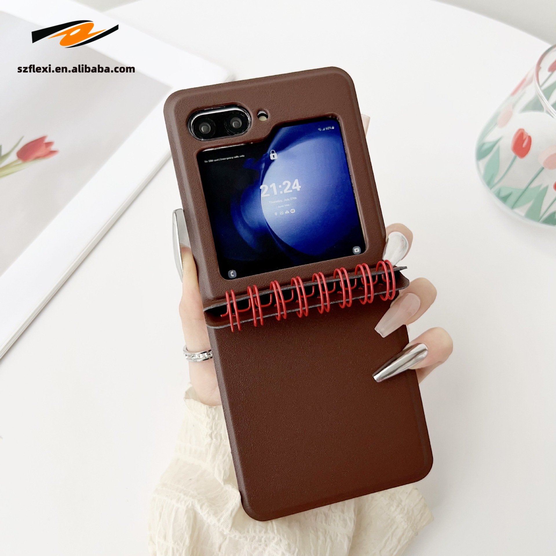 PC Flip Calendar Spiral Notebook Style Case For Samsung Galaxy Z Flip 6 5 4 3 Hinge Protective Cover