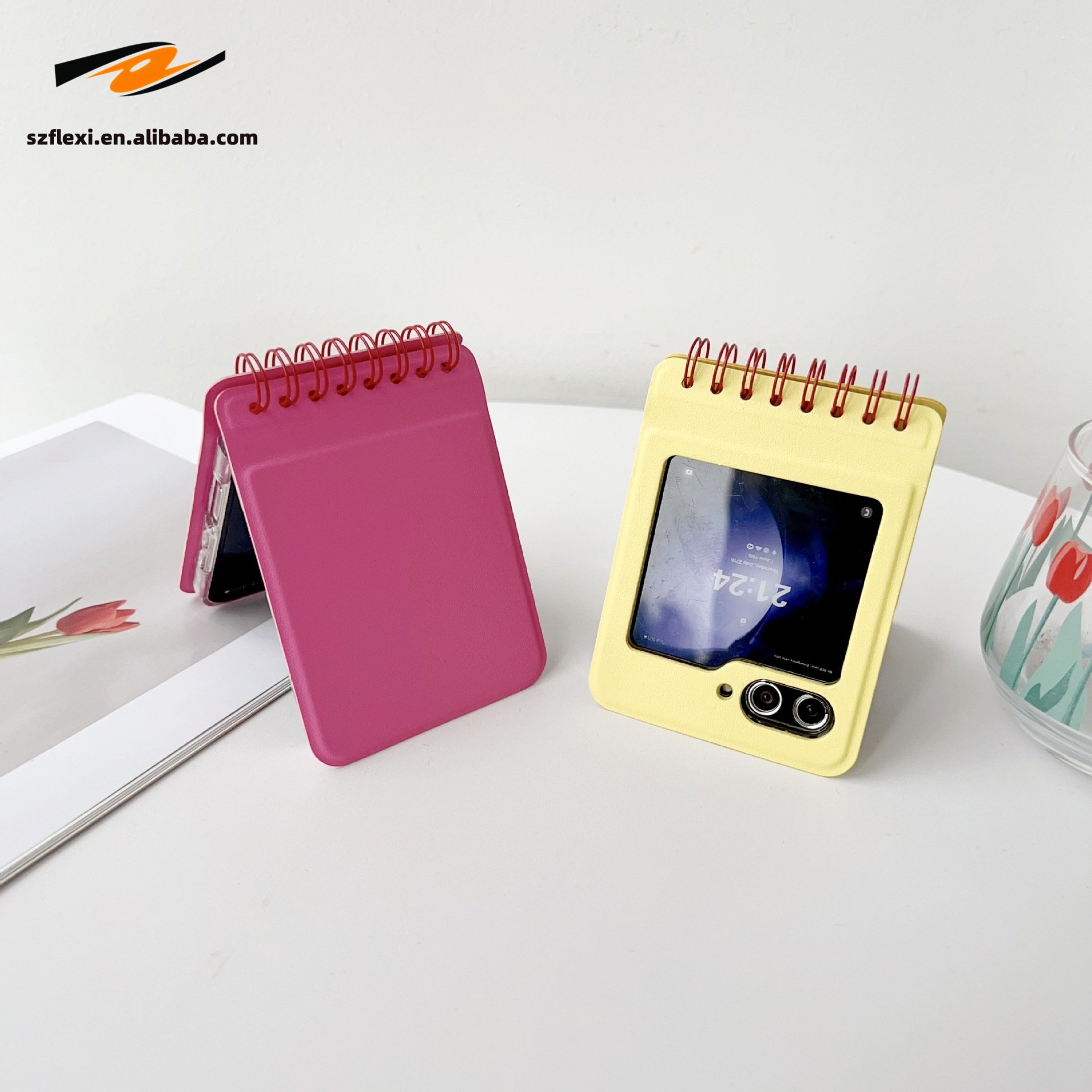 PC Flip Calendar Spiral Notebook Style Case For Samsung Galaxy Z Flip 6 5 4 3 Hinge Protective Cover