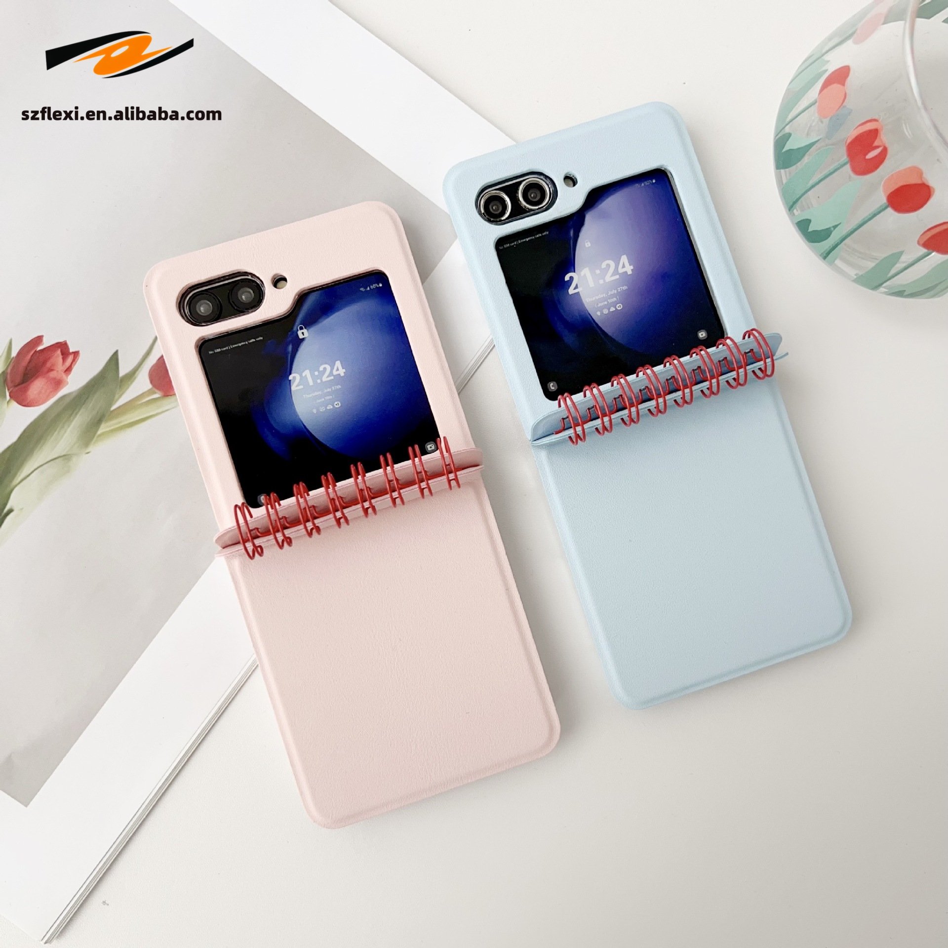 PC Flip Calendar Spiral Notebook Style Case For Samsung Galaxy Z Flip 6 5 4 3 Hinge Protective Cover
