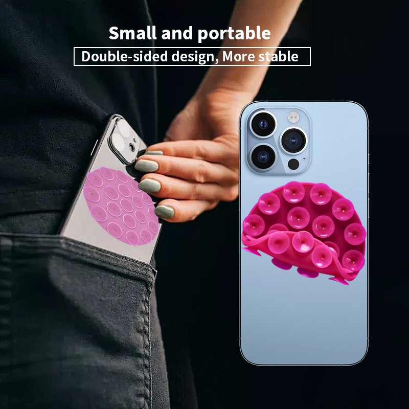 Hot Sale Round shape Anti-Slip double-Sided Mount Suction Cup Wall Stand Mat 19 Silicone Suction Phone Holder