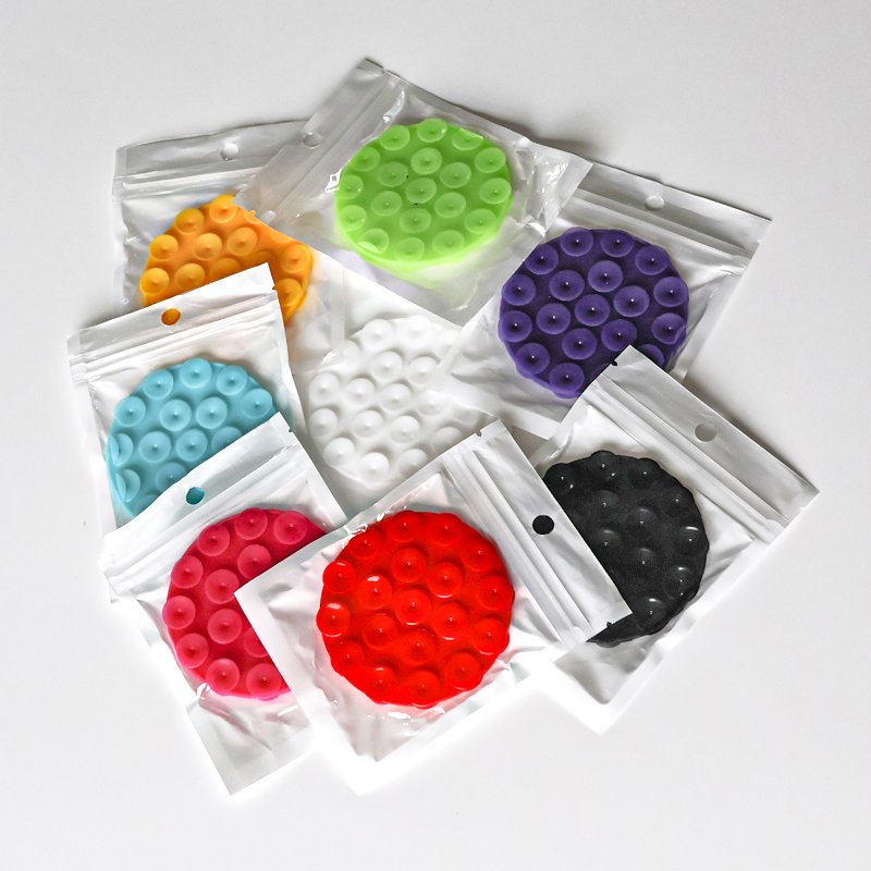 Hot Sale Round shape Anti-Slip double-Sided Mount Suction Cup Wall Stand Mat 19 Silicone Suction Phone Holder