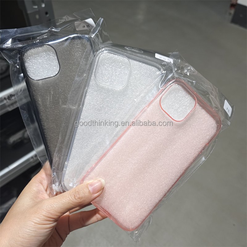 Multiple colors transparent fashion girl smart phone protection cover soft shockproof TPU Glitter mobile phone case