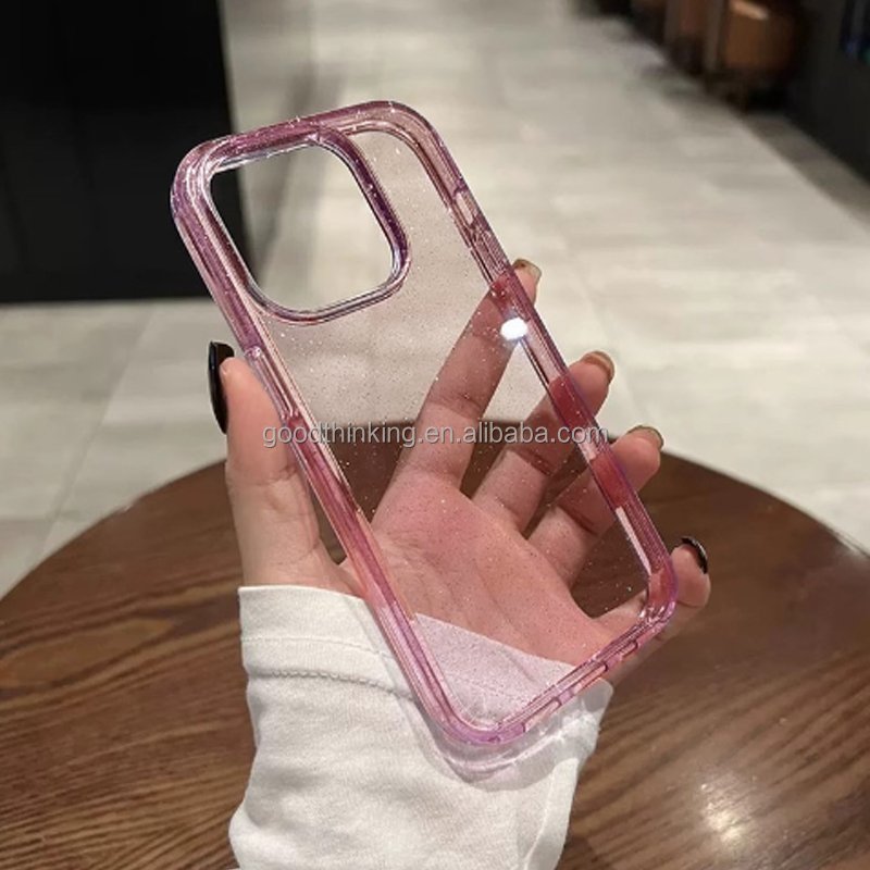 Multiple colors transparent fashion girl smart phone protection cover soft shockproof TPU Glitter mobile phone case