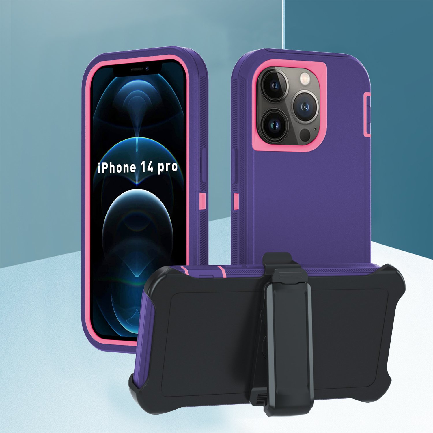 3In1 Robot Defender Hard Mobile Phone Case For iPhone 14 Series Case Holster Belt Clip Stand Back Cover Cases