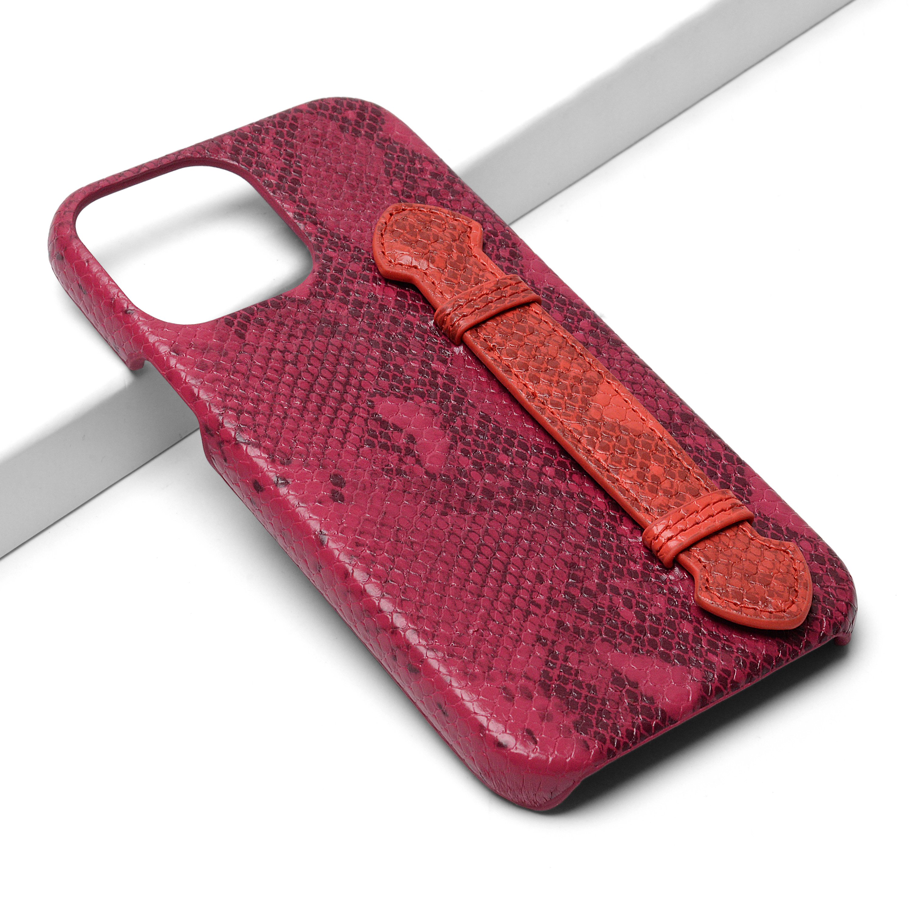 Design Custom Crocodile Snake Skin Genuine Leather Real Mobile Phone Cases With Strap Finger Holder For Iphone 14 Pro Max Case