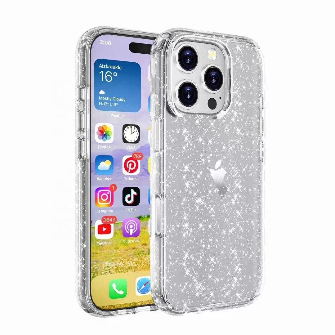Honatop New Defender Four Corners Glitter Clear Mobile Phone Cases For iPhone 16 15 14 Anti Fall Protective Phone Bags