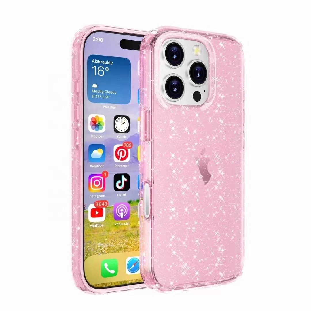 Honatop New Defender Four Corners Glitter Clear Mobile Phone Cases For iPhone 16 15 14 Anti Fall Protective Phone Bags