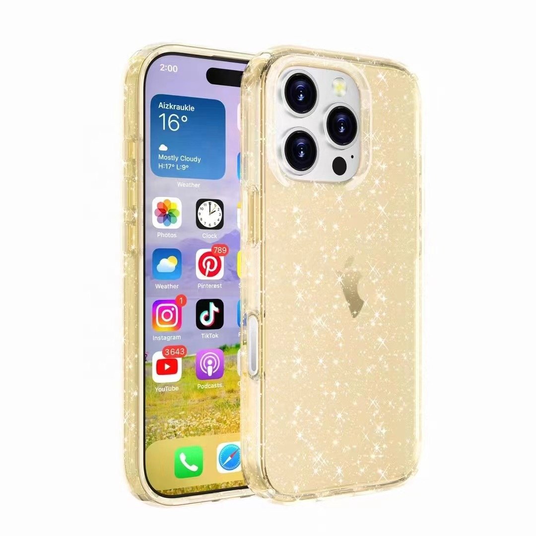 Honatop New Defender Four Corners Glitter Clear Mobile Phone Cases For iPhone 16 15 14 Anti Fall Protective Phone Bags