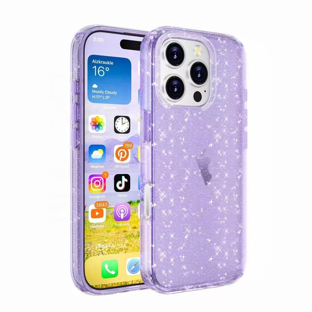Honatop New Defender Four Corners Glitter Clear Mobile Phone Cases For iPhone 16 15 14 Anti Fall Protective Phone Bags