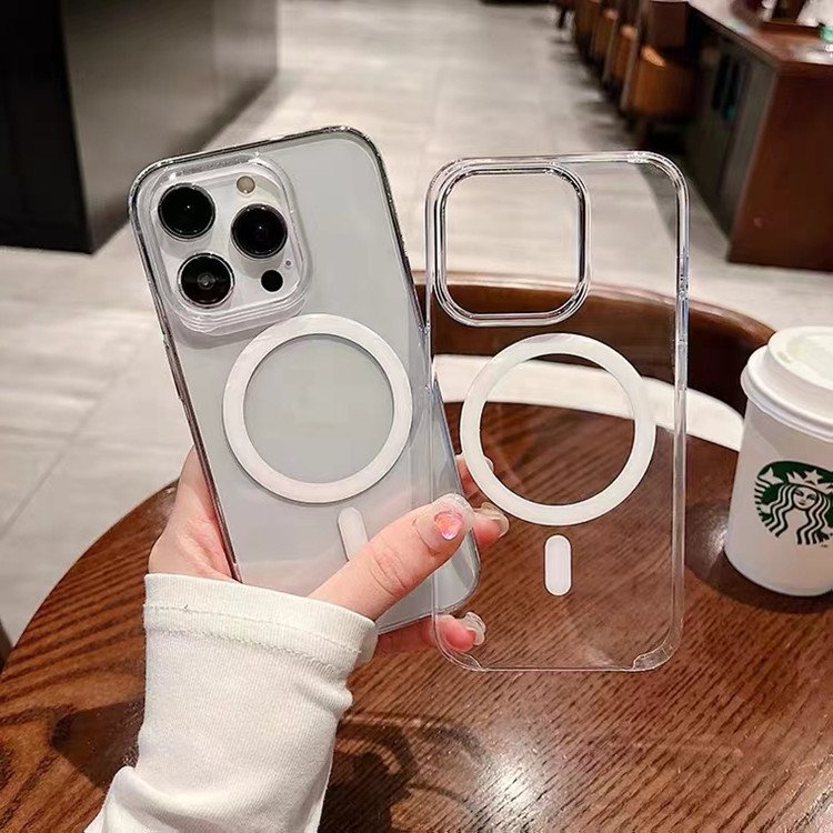 Hot sale Tpu Pc Wireless Charging Clear Phone Case for Iphone 16 pro max 15 pro max Back Cover Shockproof Magnetic Phone Case