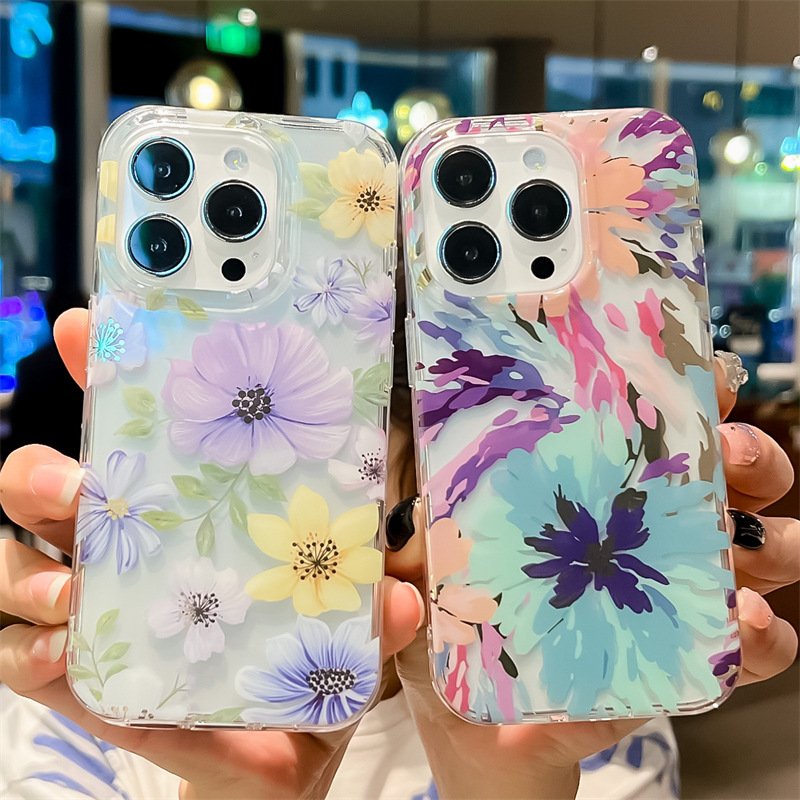High quality laser plated flower acrylic mobile phone cases for samsung S24 s24ultra s24 plus girls phone case