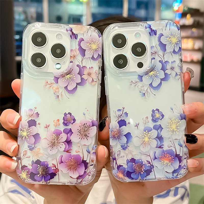 High quality laser plated flower acrylic mobile phone cases for samsung S24 s24ultra s24 plus girls phone case